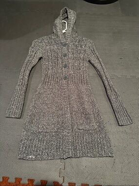 It's Our Time Gray Hooded Long Cardigan Sweater